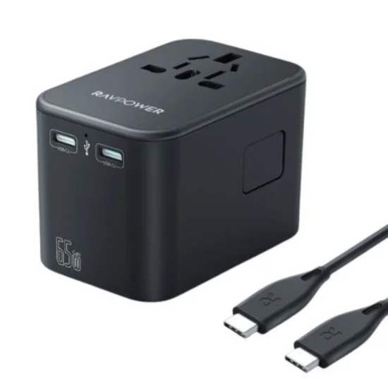 Ravpower Pd Pioneer 65W 3-Port Travel Charger With 100W  C-C Cable - Black